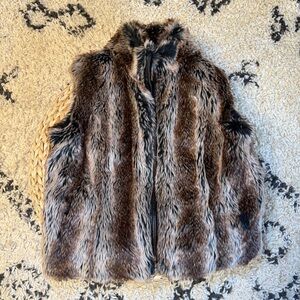 Faux Fur Vest in Brown and Black